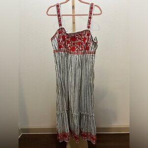 Kate Spade New York Broome Street Striped
Embroidered Sleeveless Midi Dress XL